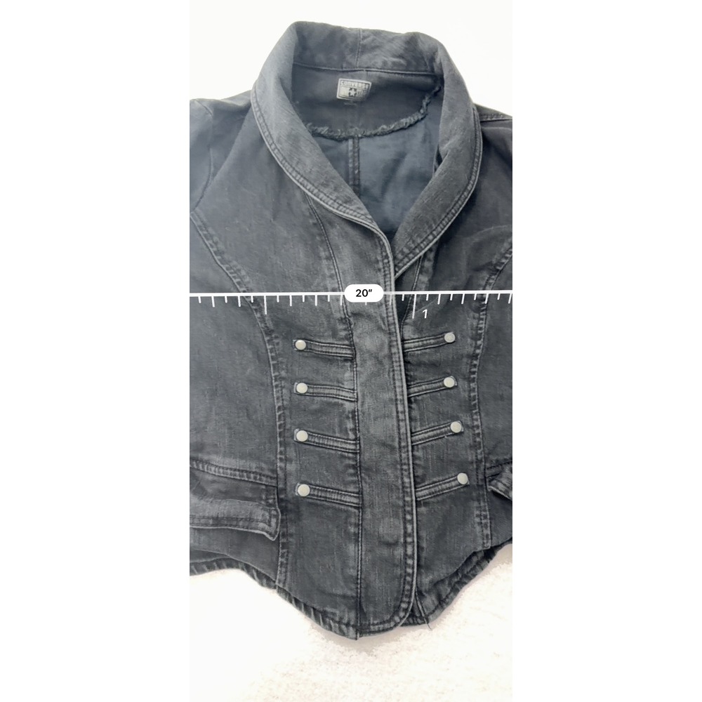 Converse One Star Black Denim Military Jacket Shawl Collar Women Med VN1181300 - Picture 6 of 7